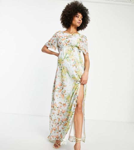 Robe longue fendue à dos bénitier - Sauge fleuri - Hope & Ivy Maternity - Modalova