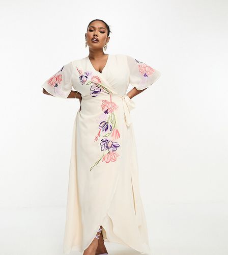 Robe longue à fleurs brodées - Ivoire - Hope & Ivy Plus - Modalova