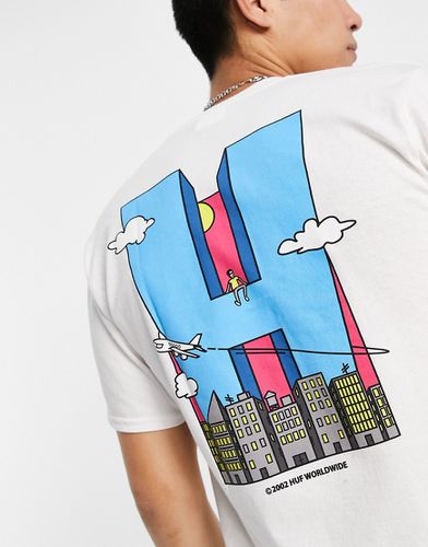 City H - T-shirt à manches courtes avec imprimé sur la poitrine et au dos - Huf - Modalova
