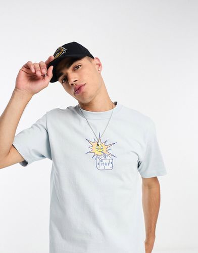 T-shirt manches courtes à imprimé sur le devant soleil en train de boire - clair - Huf - Modalova