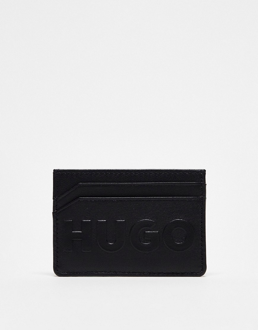 HUGO - Tyler - Porte-cartes en cuir avec logo - Noir - Hugo Red - Modalova