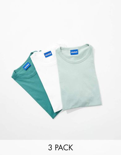 Naolo - Lot de 3 t-shirts - Blanc et vert - Hugo Blue - Modalova