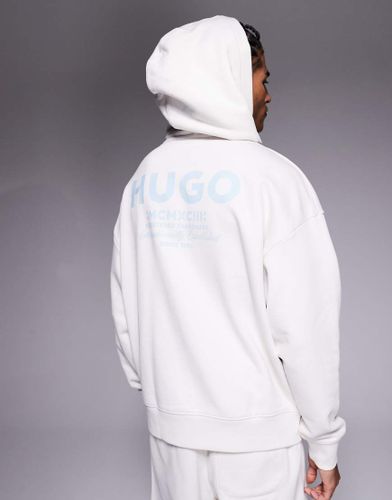 Sweat  capuche ample d'ensemble avec logo bleu - Taupe - Hugo Blue - Modalova