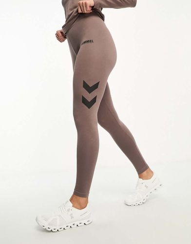 Legging taille haute avec large bande à la taille - Taupe - Hummel - Modalova