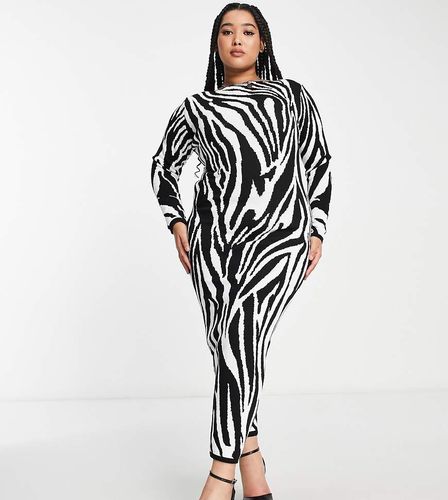 I Saw It First Plus - Robe mi-longue en maille à imprimé zébré - I Saw It First Curve - Modalova