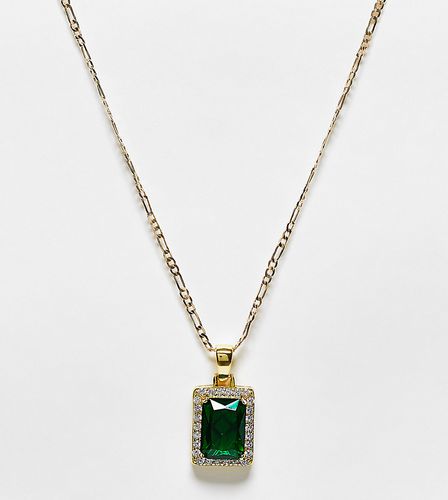 Collier en plaqué or 18 carats avec pendentif en zircon cubique vert et cristaux - Image Gang Curve - Modalova