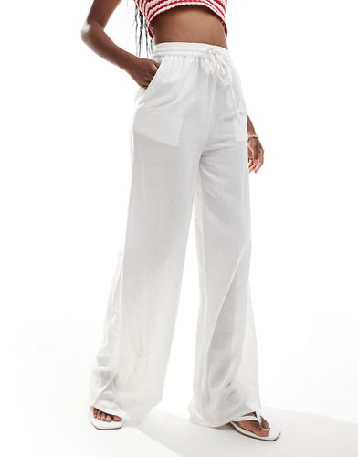 Pantalon ample en lin mélangé avec cordon de serrage - In The Style - Modalova