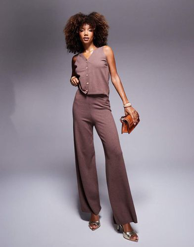 Pantalon large d'ensemble en maille - Chocolat - In The Style - Modalova