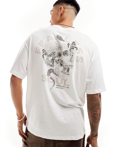 T-shirt oversize avec imprimé tête de mort au dos - Jack & Jones - Modalova