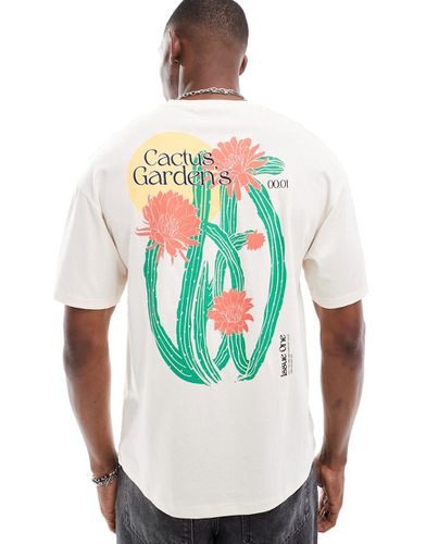 T-shirt oversize avec imprimé cactus au dos - Crème au beurre - Jack & Jones - Modalova