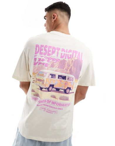 T-shirt oversize avec imprimé Desert au dos - Crème au beurre - Jack & Jones - Modalova