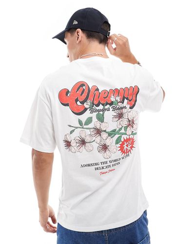 T-shirt oversize avec imprimé fleur de cerisier au dos - Jack & Jones - Modalova