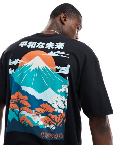 T-shirt oversize avec imprimé montagne au dos - Jack & Jones - Modalova