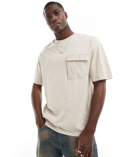 T-shirt oversize en nylon avec poche - Beige - Jack & Jones - Modalova