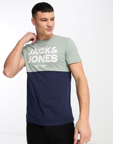 T-shirt effet color block - pâle et bleu marine - Jack & Jones - Modalova