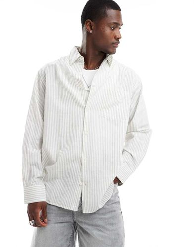 Chemise ultra oversize en lin rayé à manches longues - cassé - Jack & Jones - Modalova