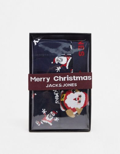 Coffret cadeau avec boxer de Noël et chaussettes à imprimé Père Noël - Jack & Jones - Modalova