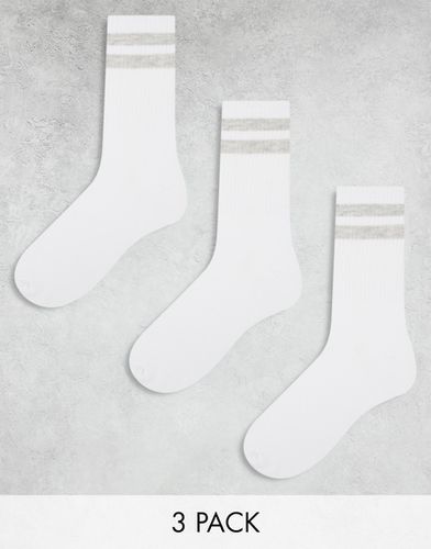 Lot de 3 paires de chaussettes de tennis à rayures - Jack & Jones - Modalova