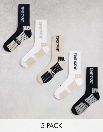 Lot de 5 paires de chaussettes de sport à logo - Multicolore - Jack & Jones - Modalova