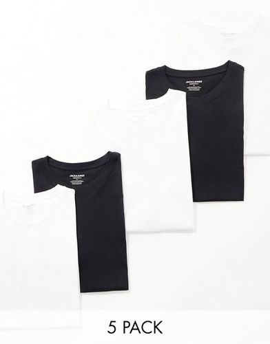 Lot de 5 t-shirts longs à ourlet arrondi - /blanc - Jack & Jones - Modalova