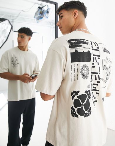Originals - T-shirt oversize à imprimé fleur au dos - Beige - Jack & Jones - Modalova