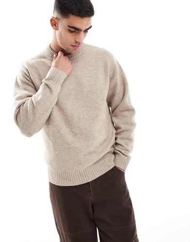 Pull ras de cou oversize en maille duveteuse - Beige - Jack & Jones - Modalova