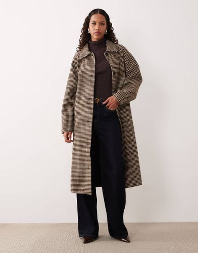 Manteau long ceintur en laine mlange  carreaux - Marron - Jdy - Modalova