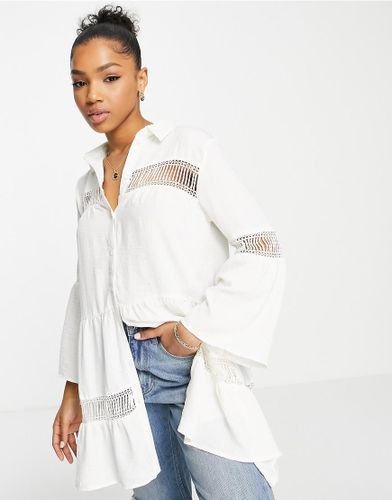 Chemise tunique longue avec empiècement en dentelle - Jdy - Modalova