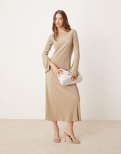 Robe plissée longue à manches cloche - Taupe - Jdy - Modalova