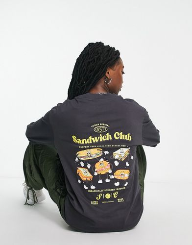 Exclusivité - T-shirt manches longues à motif Sandwich Club - anthracite - Jjxx - Modalova
