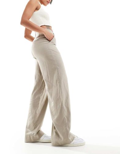 Pantalon ajusté en lin mélangé à taille haute - Beige - Jjxx - Modalova