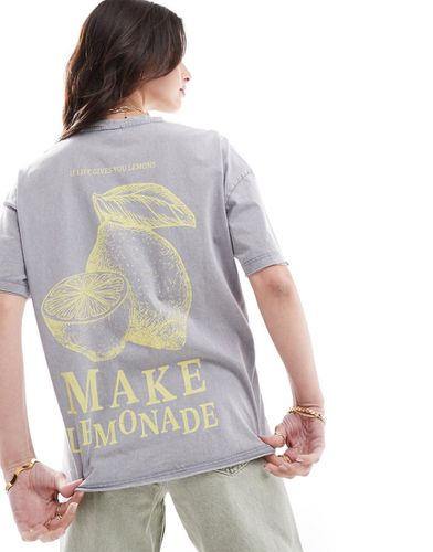 T-shirt oversize à imprimé Lemonade au dos - délavé - Only - Modalova