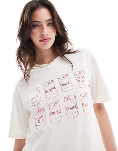 T-shirt coupe carrée à imprimé boîtes de conserve - Only - Modalova