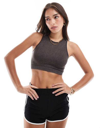 Crop top côtelé sans coutures - délavé - Only - Modalova