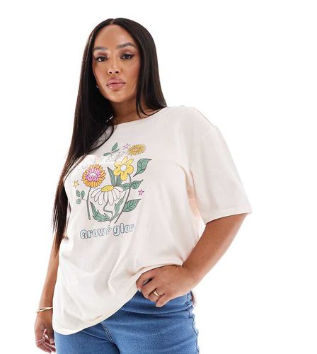 T-shirt oversize avec imprimé Grow & Glow - clair - Only Curve - Modalova