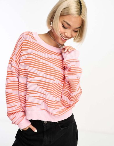 Pull en maille texture  motif - Rose et orange - Only - Modalova