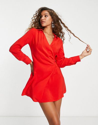 Robe chemise portefeuille courte - Rouge vif - Only - Modalova
