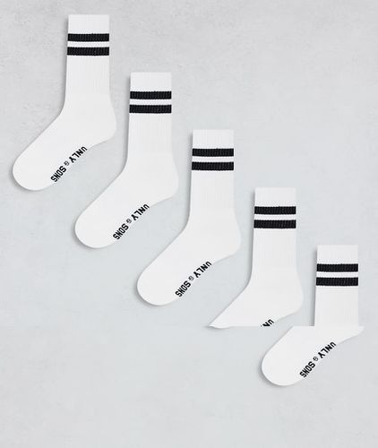 Lot de 5 paires de chaussettes de tennis à rayures noires - Only & Sons - Modalova