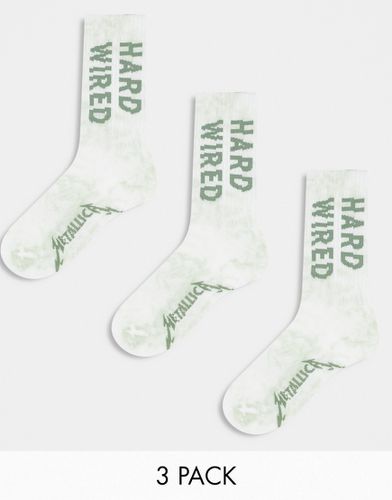 Lot de 3 paires de chaussettes de tennis à imprimé Metalica - Vert sauge délavé - Only & Sons - Modalova