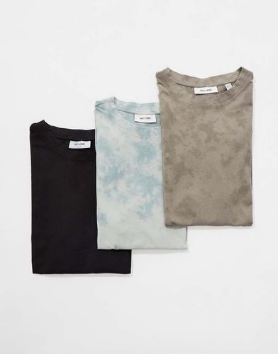 Lot de 3 t-shirts ultra oversize - Anthracite délavé/gris clair/beige - Only & Sons - Modalova