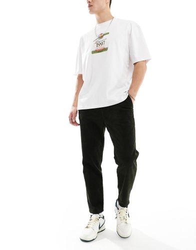 Pantalon fuselé raccourci avec taille élastique en velours côtelé - foncé - Only & Sons - Modalova