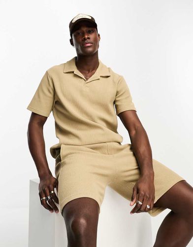 Polo d'ensemble oversize côtelé - Beige - Only & Sons - Modalova