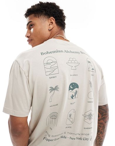 T-shirt décontracté avec imprimé Bohemian au dos - Beige - Only & Sons - Modalova