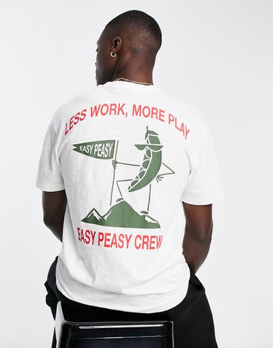 T-shirt oversize à imprimé Easy Peasy au dos - Beige - Only & Sons - Modalova