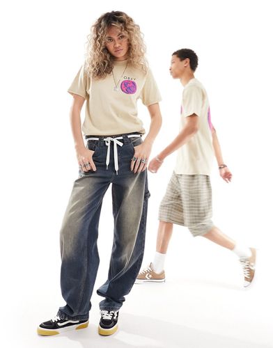 T-shirt unisexe à manches courtes avec motif panthère et yin yang - Beige - Obey - Modalova