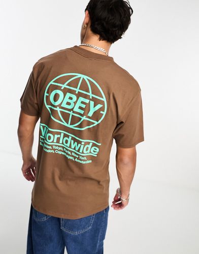 Global - T-shirt imprimé au dos - Marron - Obey - Modalova