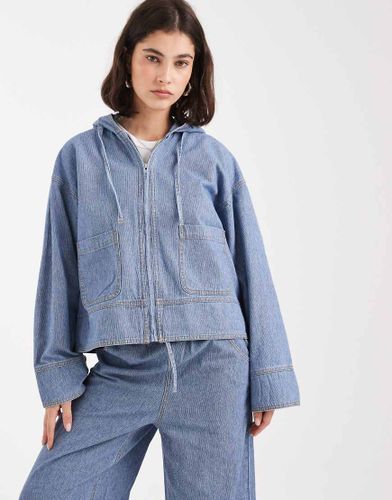 Veste  capuche oversize en jean d'ensemble - clair dlav - Object - Modalova