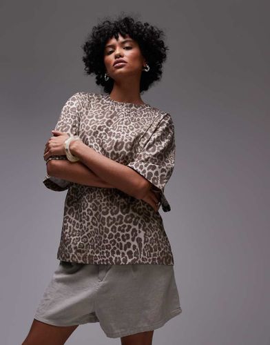 T-shirt dcontract en jersey imprim lopard avec empicement - Other Stories - Modalova