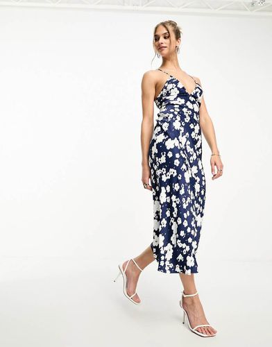 Robe mi-longue à fleurs en satin avec dos ouvert - Other Stories - Modalova