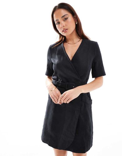 Robe courte cache-caur en lin avec ceinture - Other Stories - Modalova